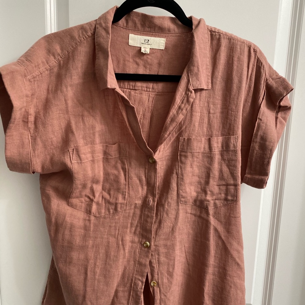 Rose colored button down